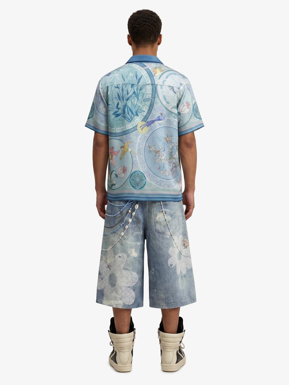 Porcelain Floral Camp Collar Boxy Shirt