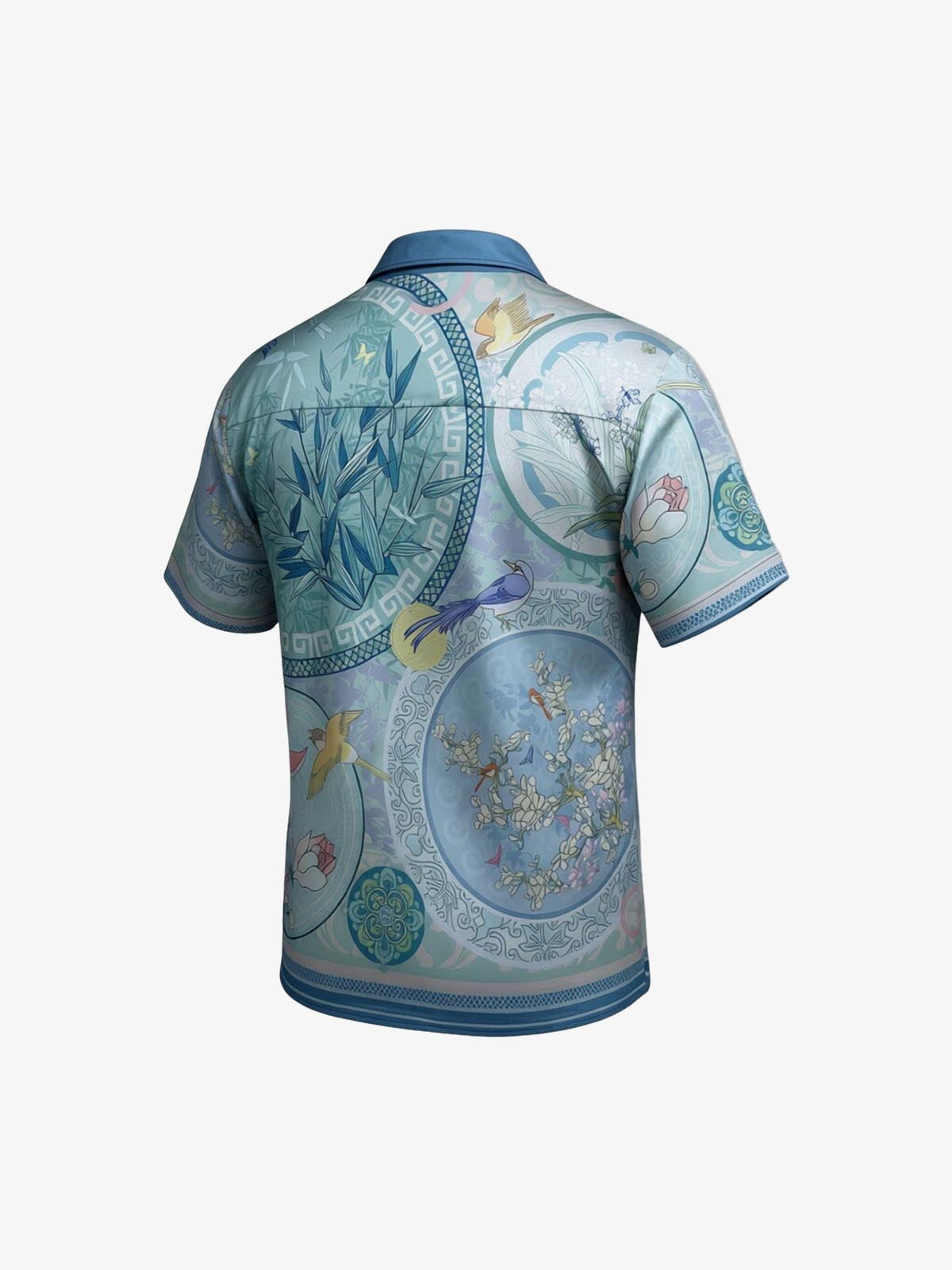 Porcelain Floral Camp Collar Boxy Shirt
