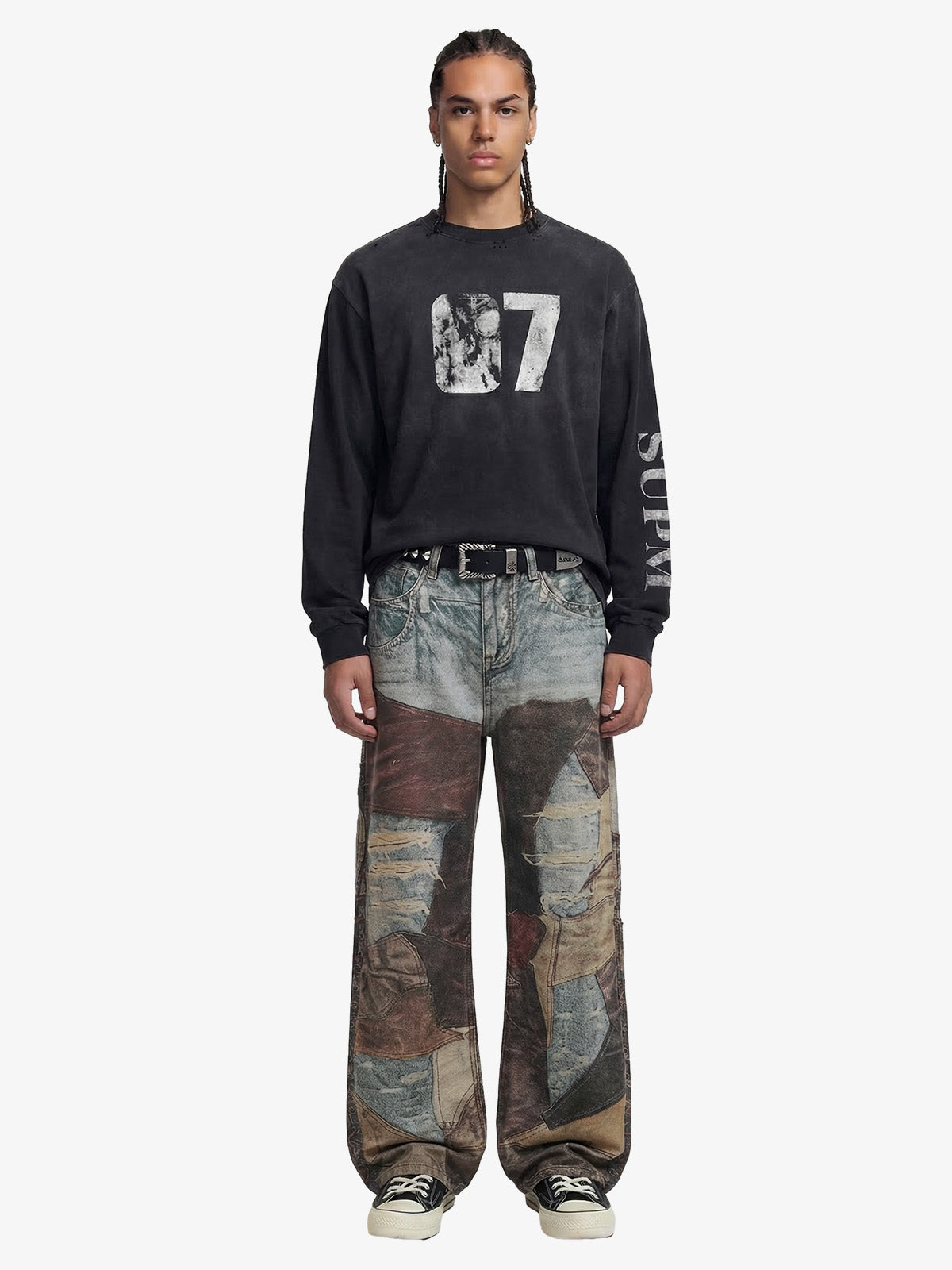 Thesupermade High Street Distressed Washed Printed Jeans - 2246