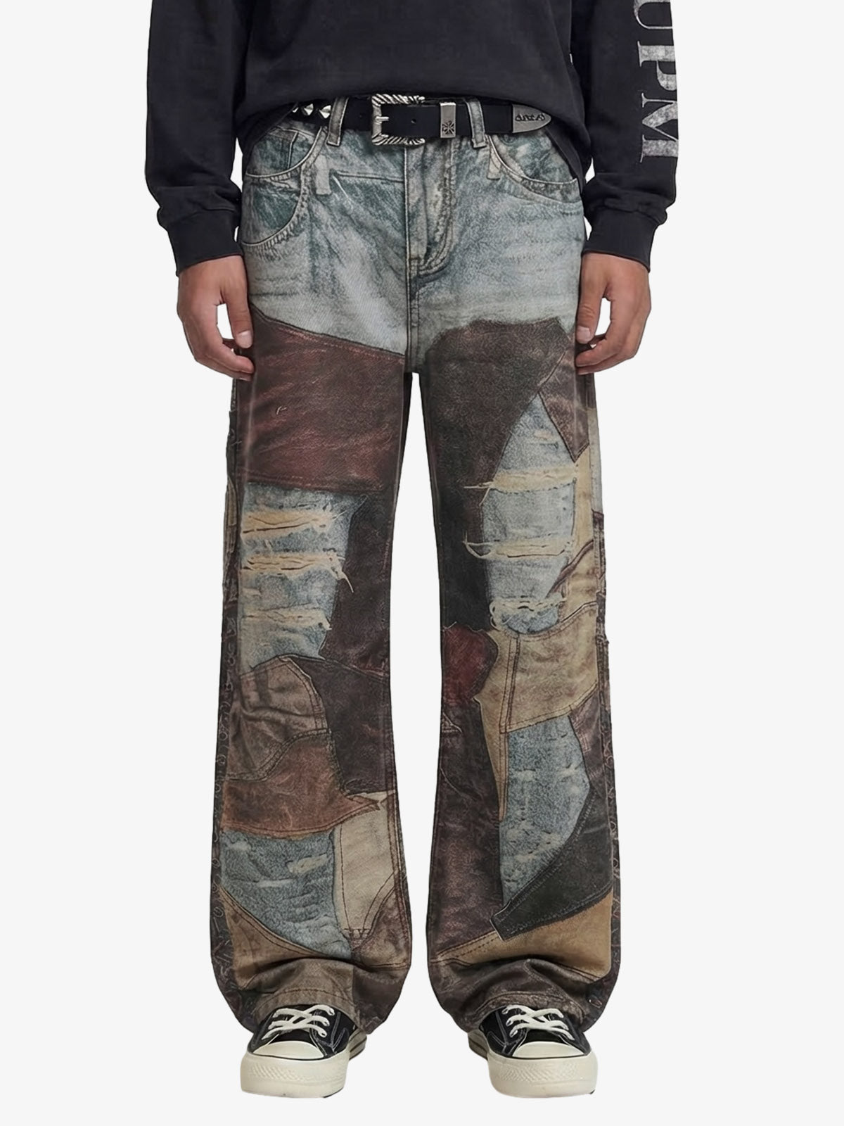 High Street Distressed Washed Printed Jeans — 04best, 0508best, Back To School | Pheuw®