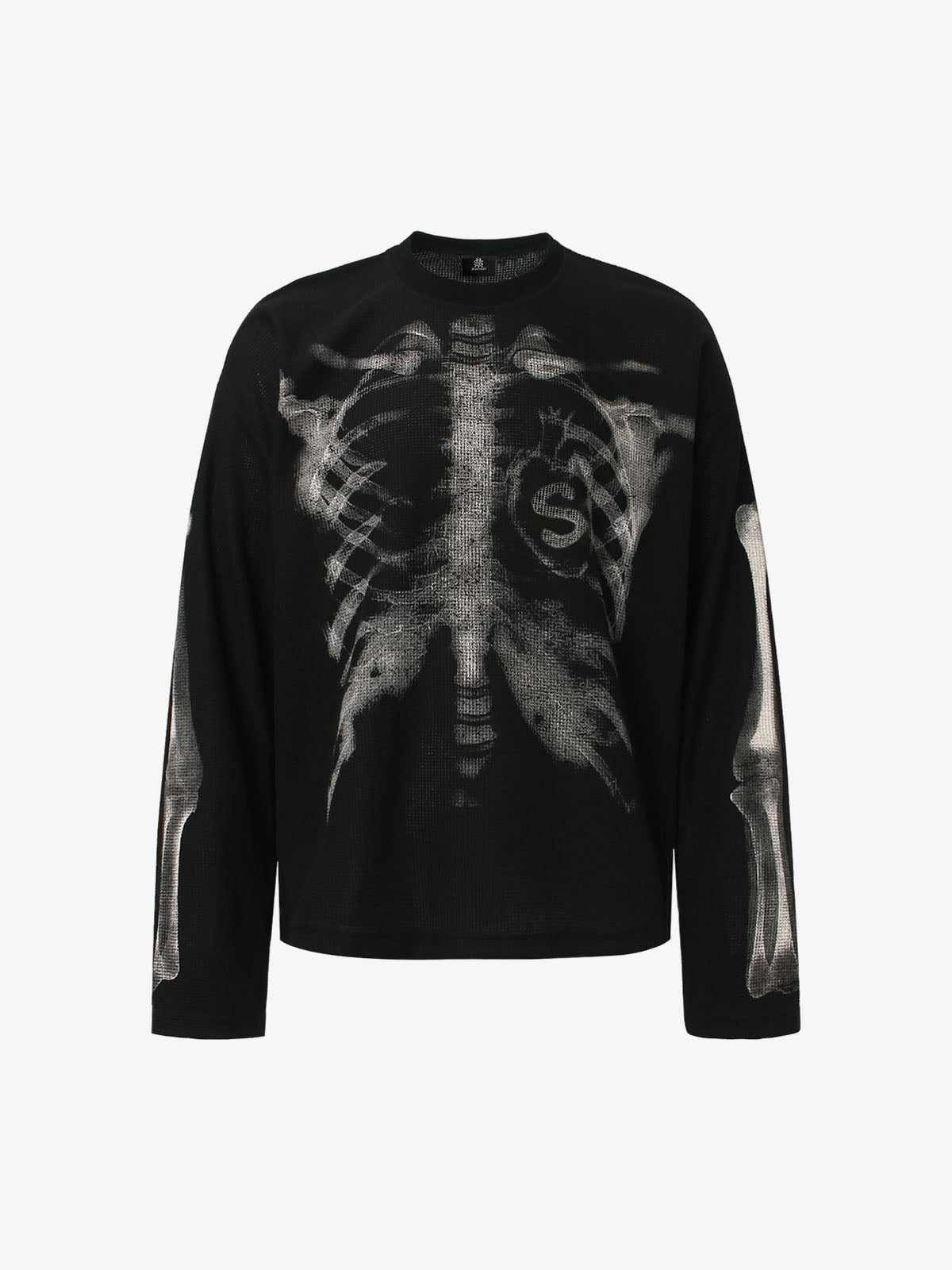 Skeleton Graphic Waffle Sweatshirt front view