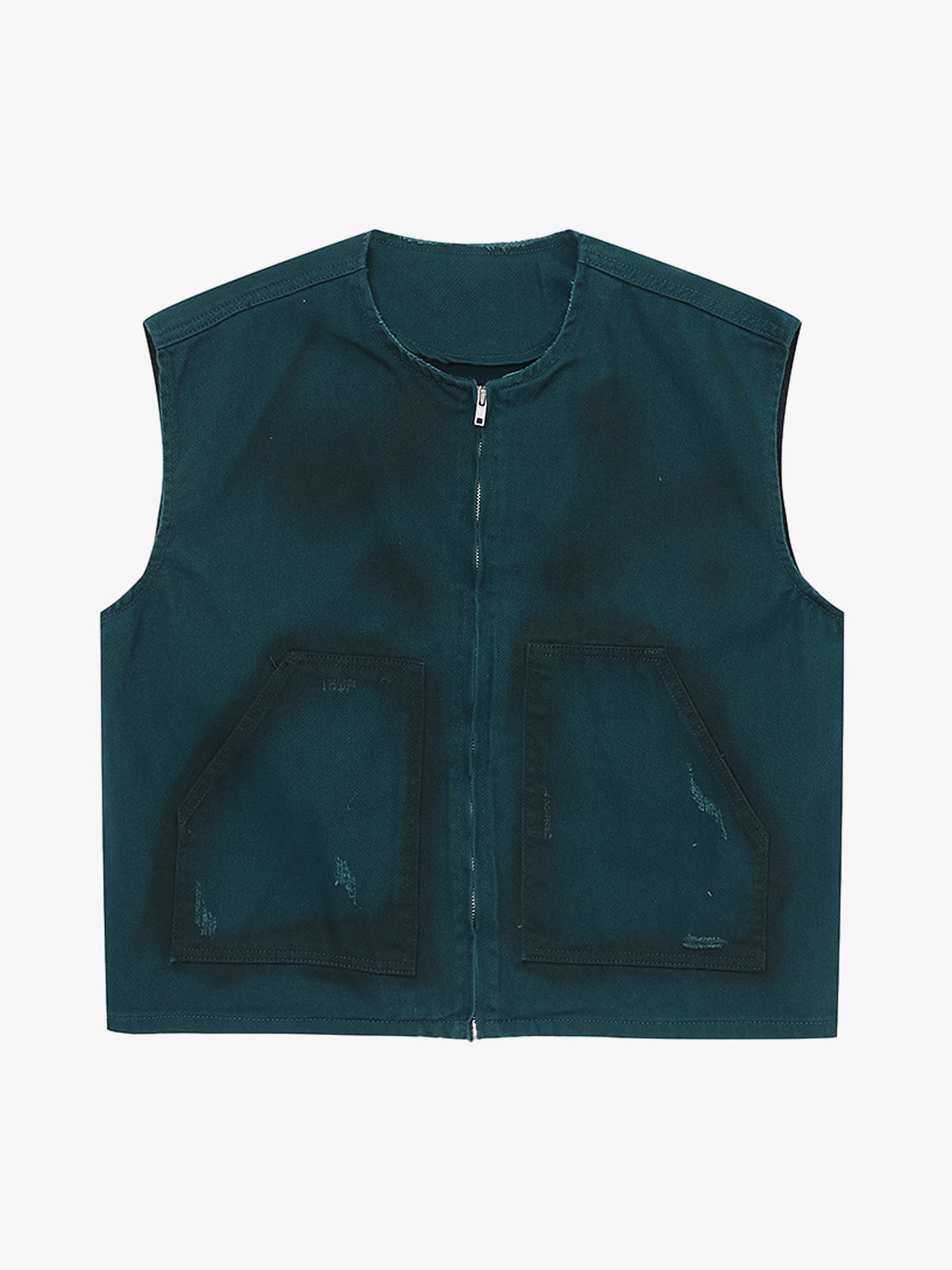 Airbrush Print Sleeveless Vest & Straight Leg Jeans Set