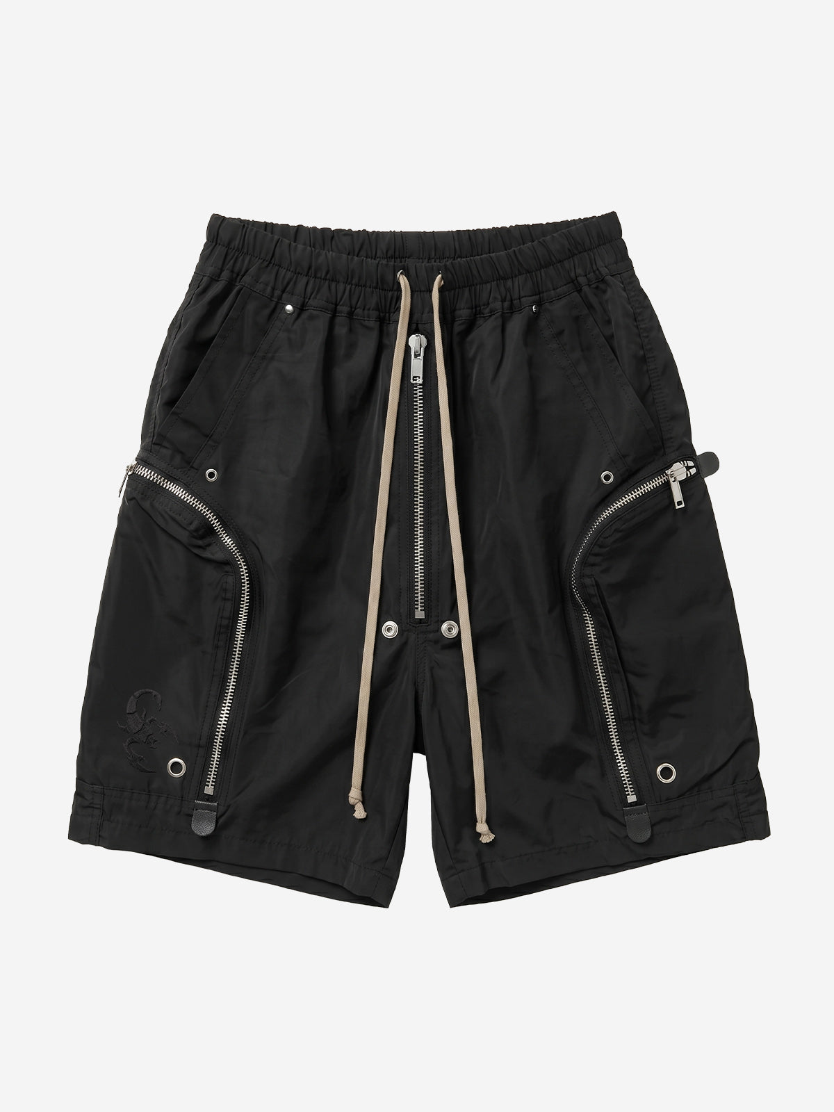 Heavy Zip Functional Techwear Shorts front view
