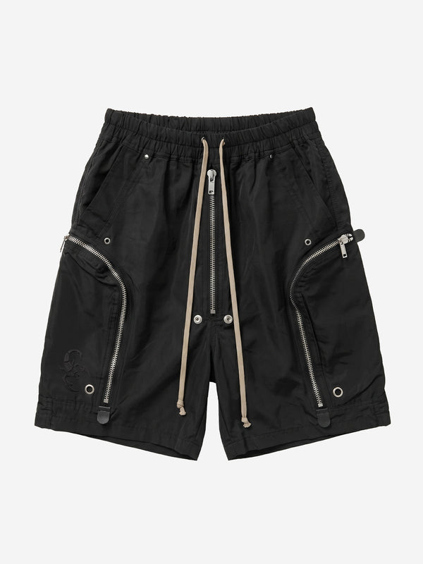 Heavy Zip Functional Techwear Shorts front view