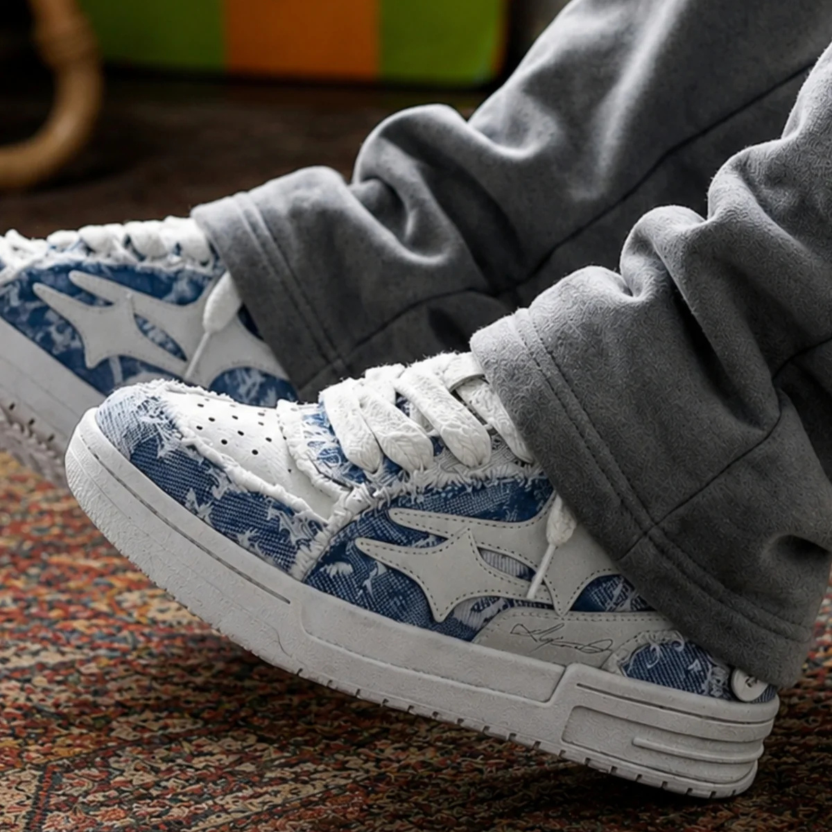 Pheuw® Dream Low-Top Sneakers — Denim — sneakers on model