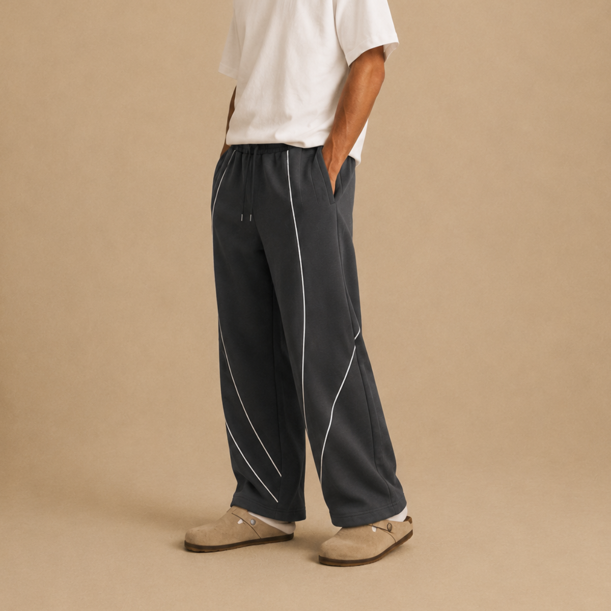 The Panel-Piped Wide-Leg Track Pant
