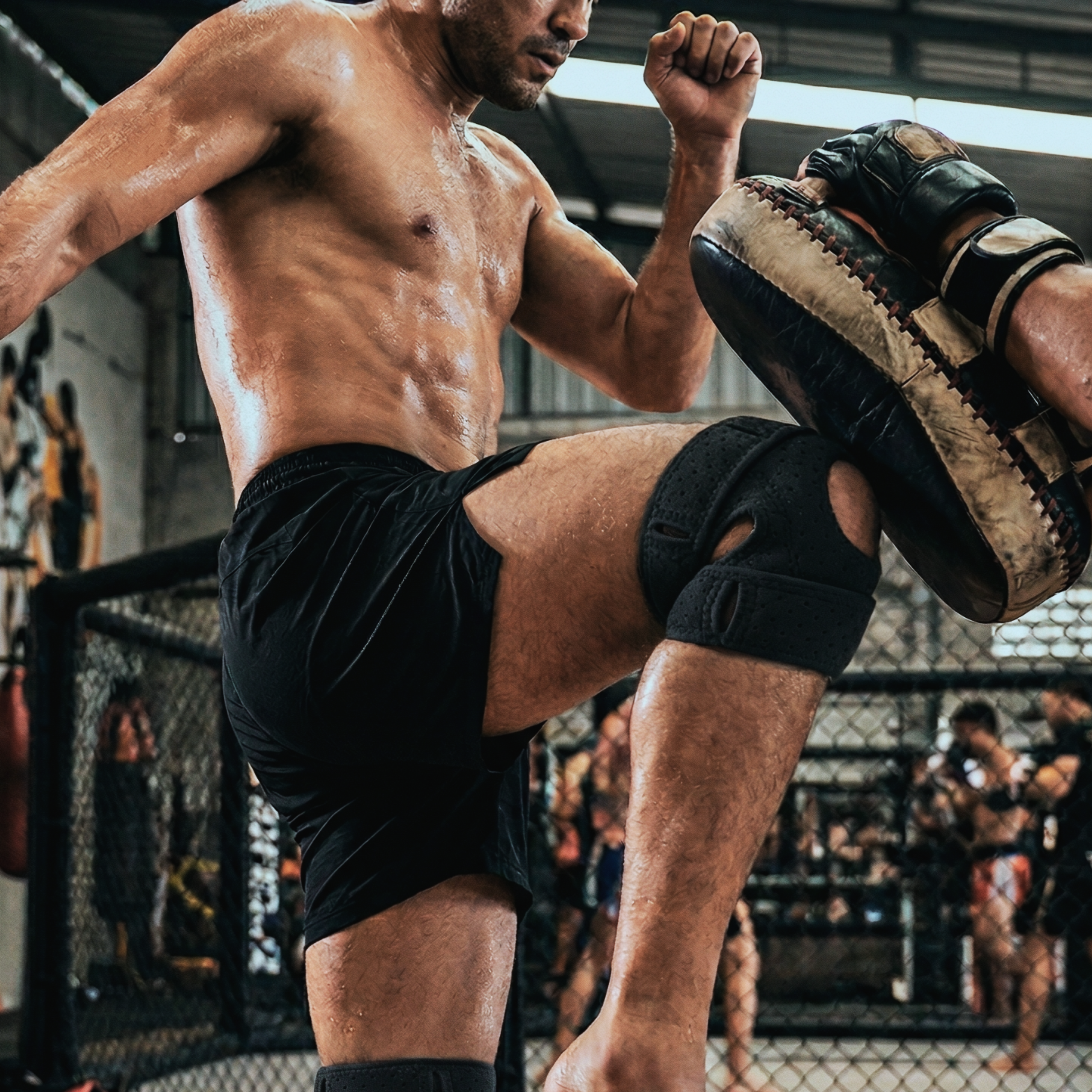 Athlete in a training session with a focus on kicking technique.