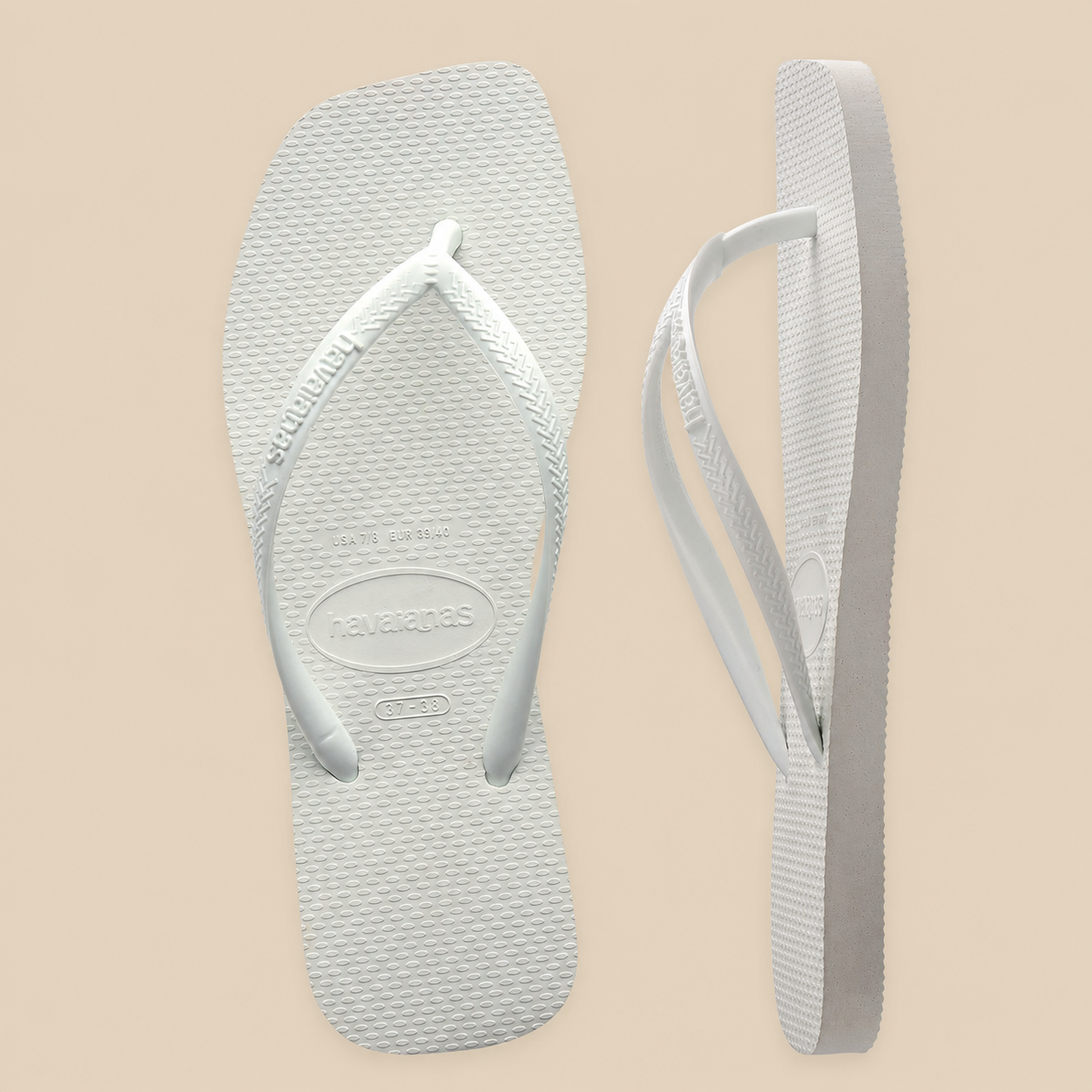 White Havaianas Slim Square — profile pair