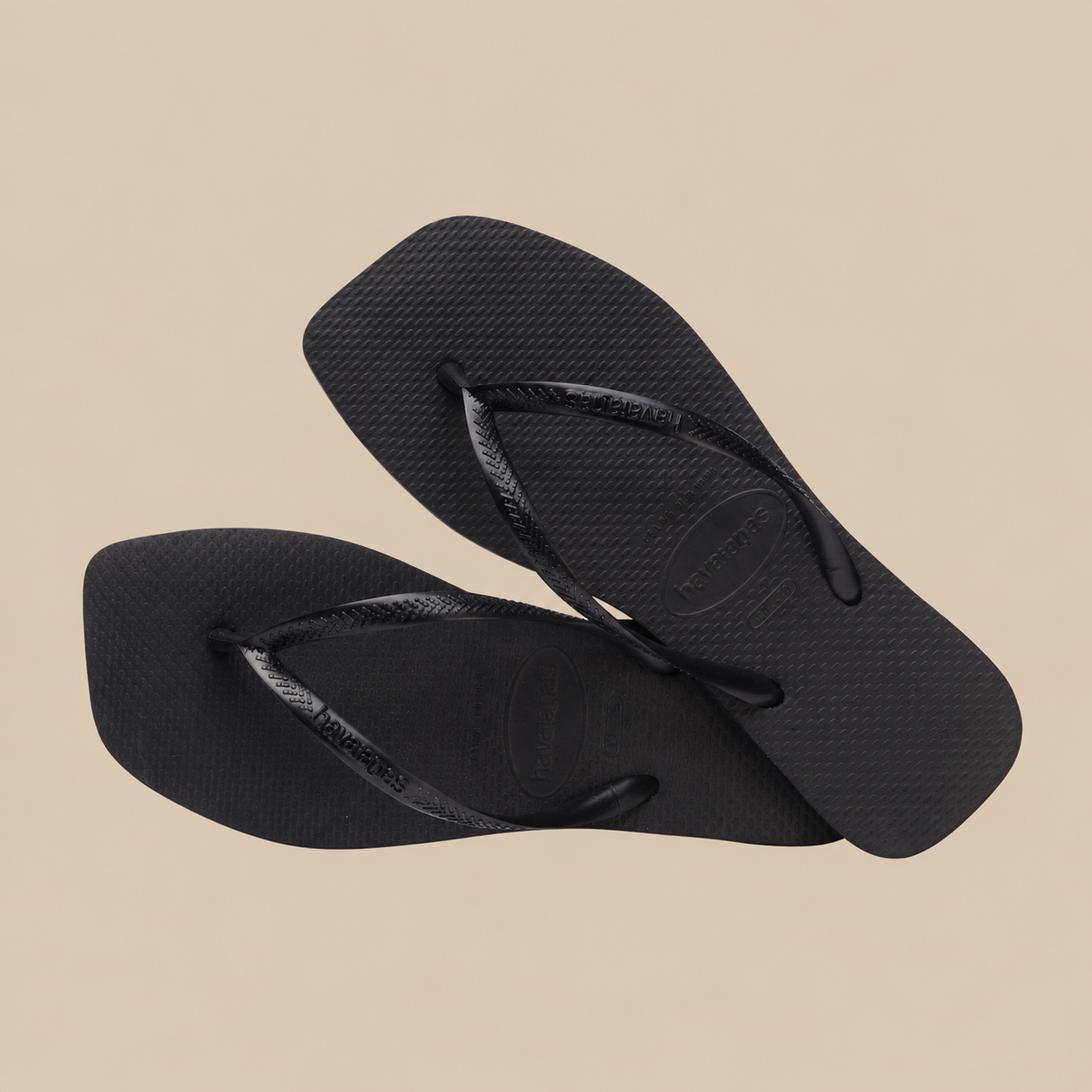 Black Havaianas Slim Square flip flops — pair