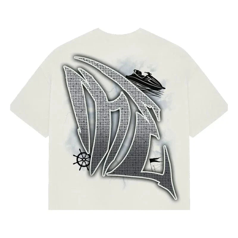 Angel jetski rhinestone tee back — sparkling studded letters and jetski print