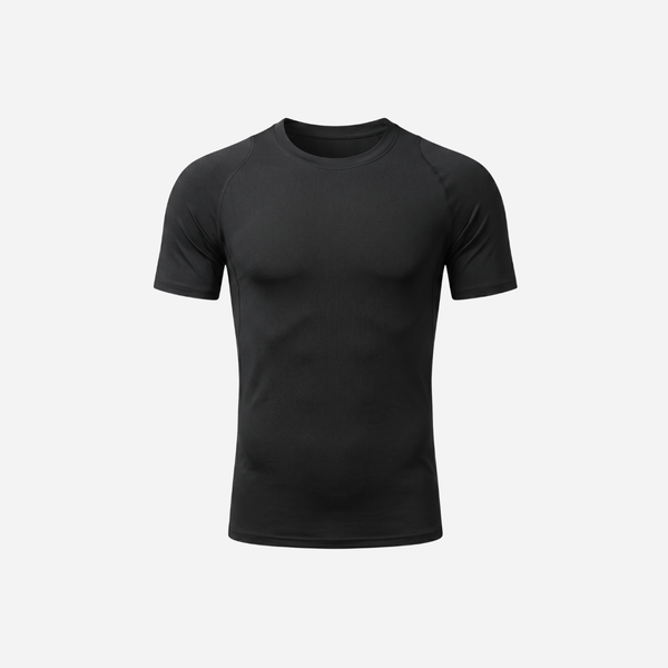 Black t-shirt on a light gray background