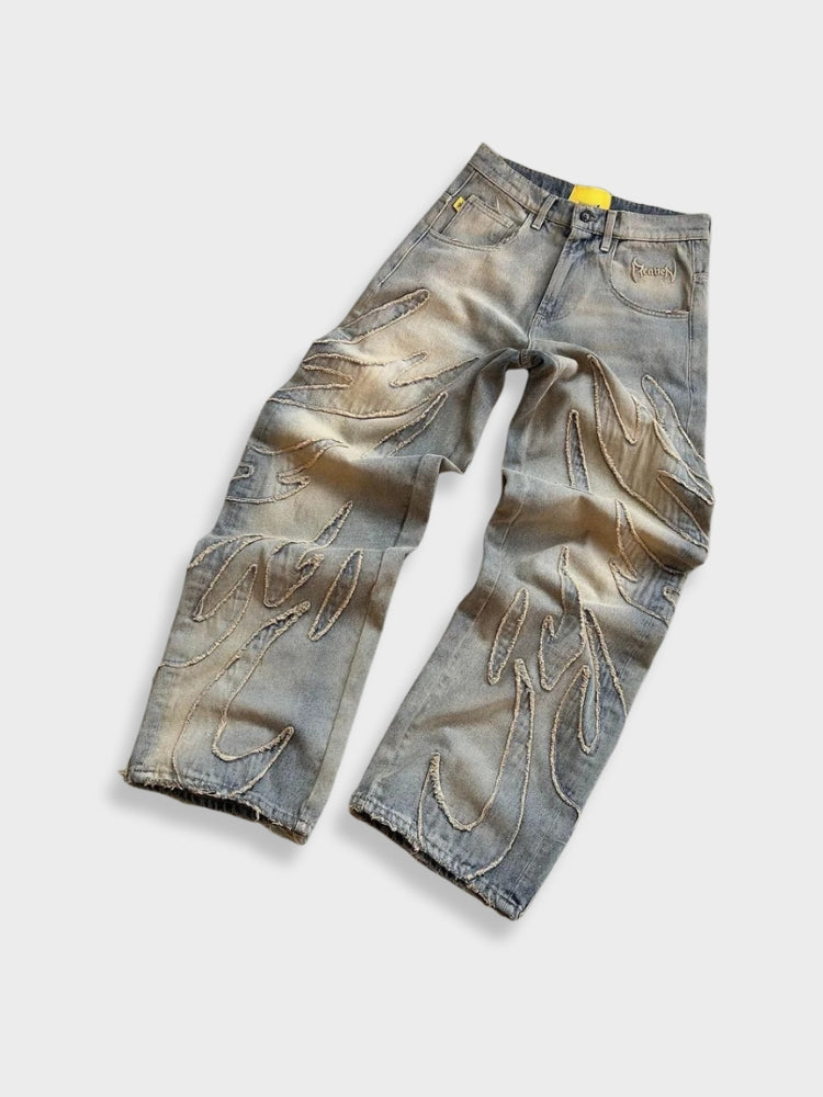 Distressed Washed Denim Jeans
