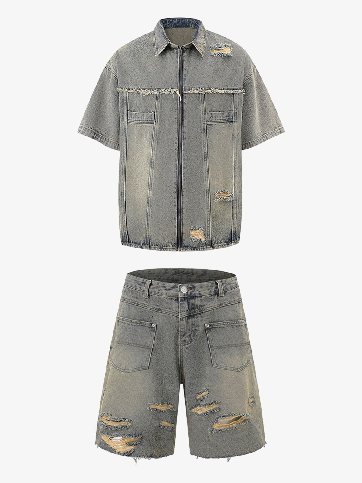 Ripped Denim Distressed Suit clothing set | Pheuw®