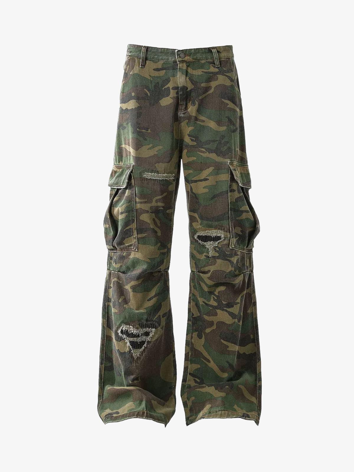 Woven Ripped Camouflage Cargo Baggy Pants — Street Camo, Unisex | Pheuw®