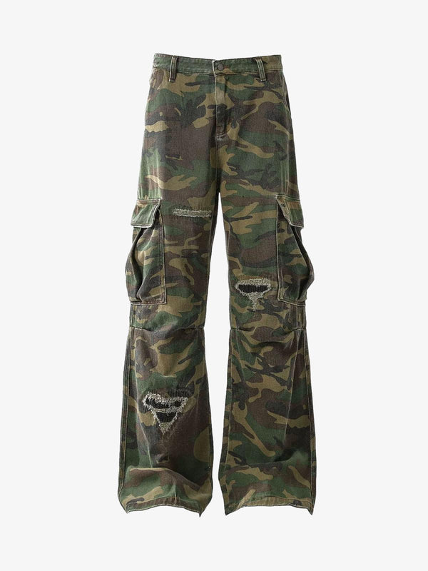 Woven Ripped Camouflage Cargo Baggy Pants — Street Camo, Unisex | Pheuw®