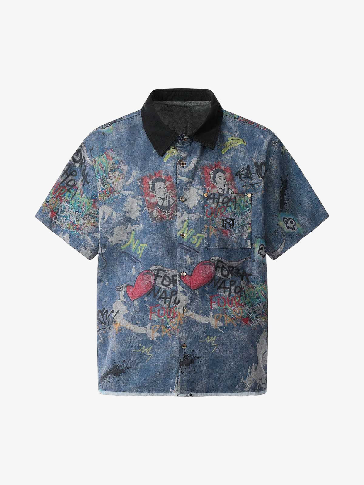 Tie-Dye Denim Graffiti Polo T-Shirt — Retro, retro cloth | Pheuw®