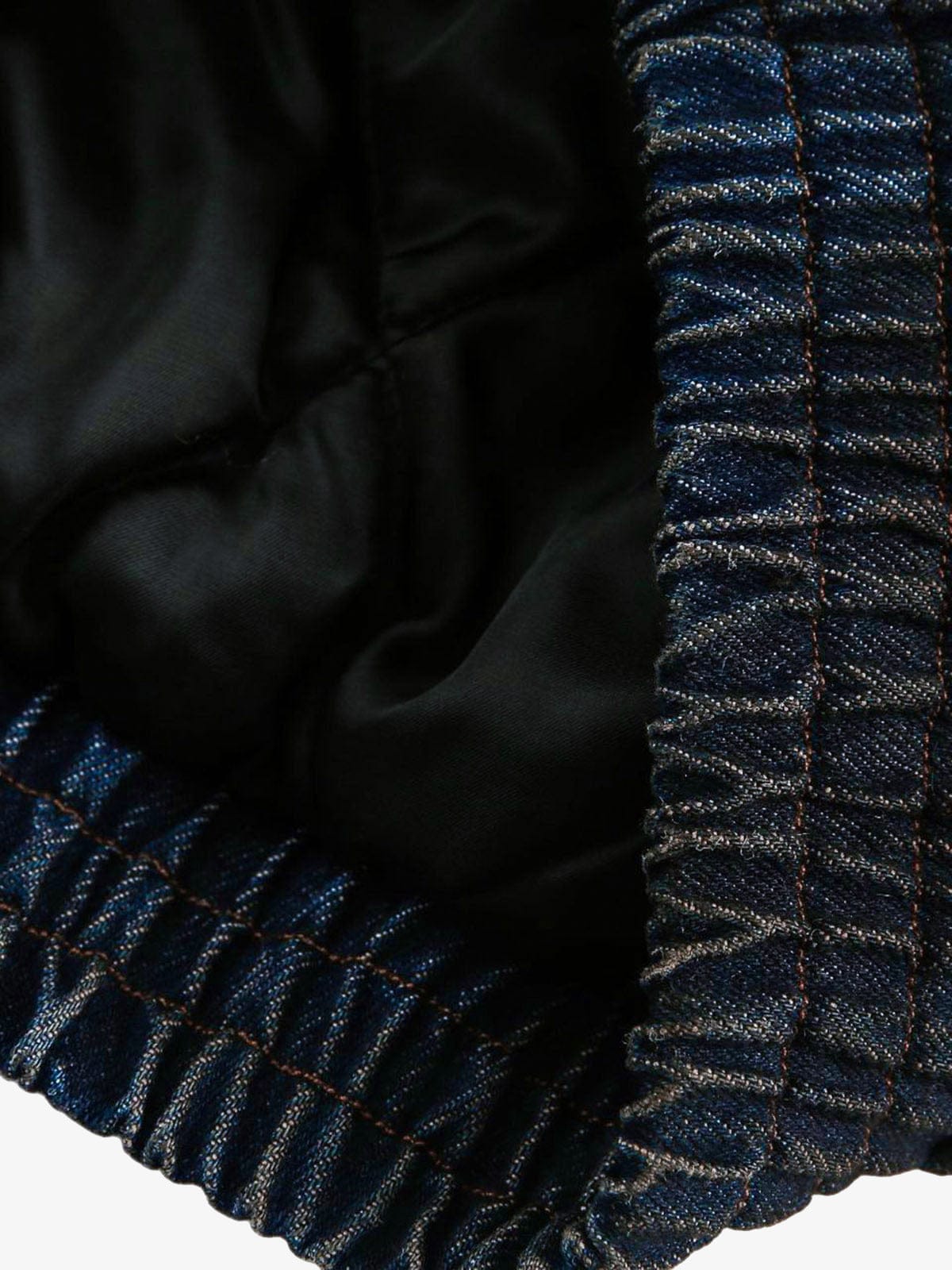 Elastic bomber hem inside view — quilted lining
