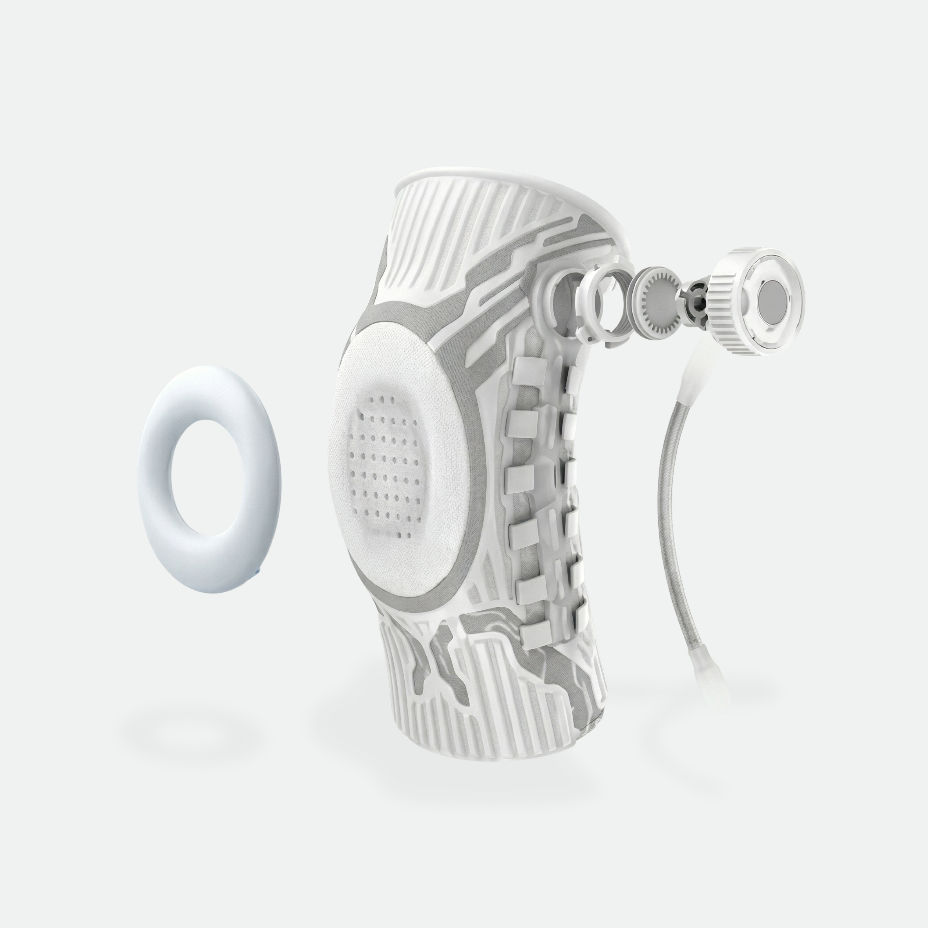 White and gray electronic device on a light gray background