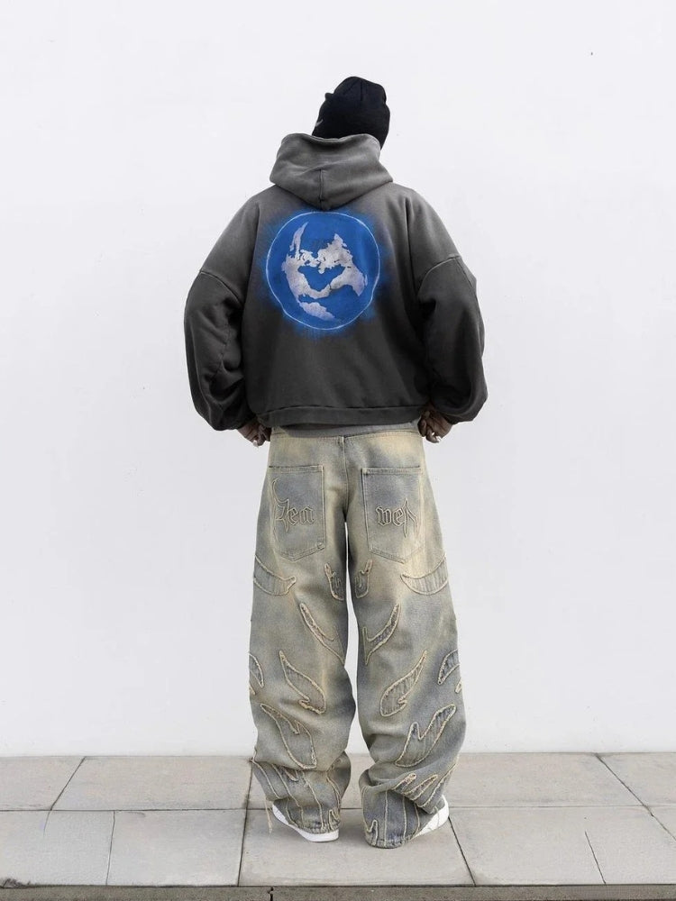 Distressed Washed Denim Jeans