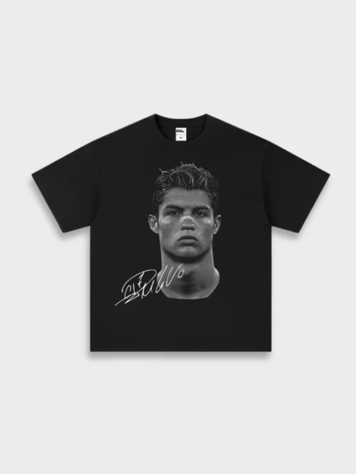 Ronaldo Tribute Tee Black — front detail