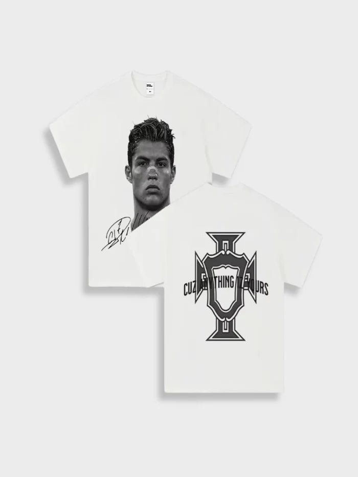 Ronaldo Tribute Tee White — front and back